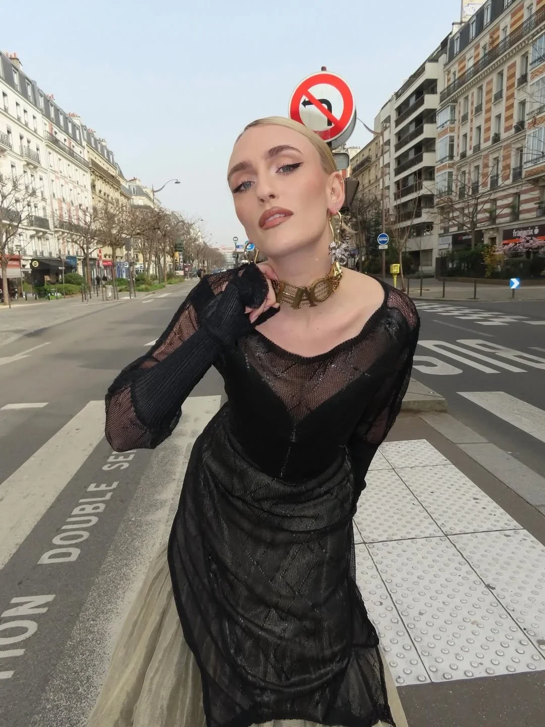Mara Sattei at Paris Fashion Week × Vivienne Westwood, hair by Elena Cammarano